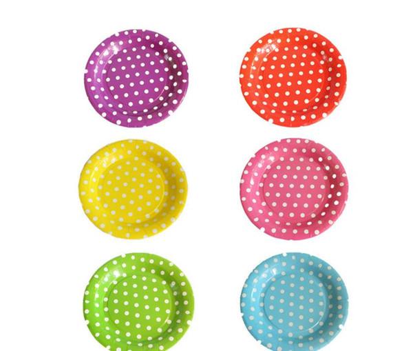 festival supplies 18cm=7inch Eco-friendly disposable Paper Plates dots for Birthday Wedding Party baby shower craft DIY favor