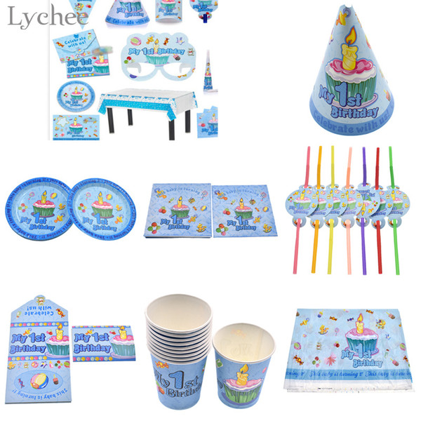 Lychee 1st Birthday Party Disposable Tableware Straws Plates Cups Tablecloths Baby Shower Party Decoration