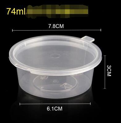 74ml Disposable Sauce Cup PET cup with connecting cover Seal seasoning box Roundness Box Kitchen Party Use 500pcs