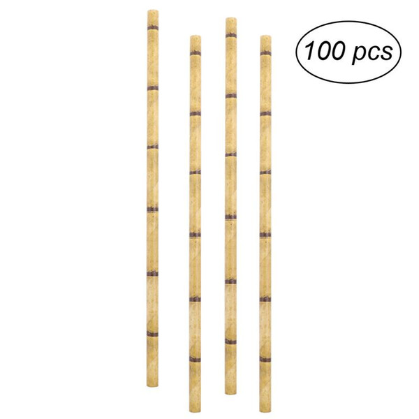 100pcs Paper Straws Bamboo Drinking Paper Disposable Straws for Wedding Birthday Party Drinks Decoration Supplies