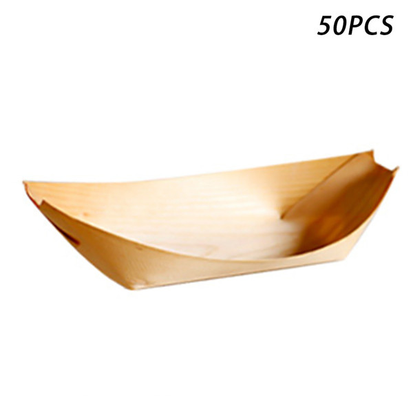 Large Snacks Eco Friendly Wooden Plate Wooden Disposable Party Plate Canapé Boat