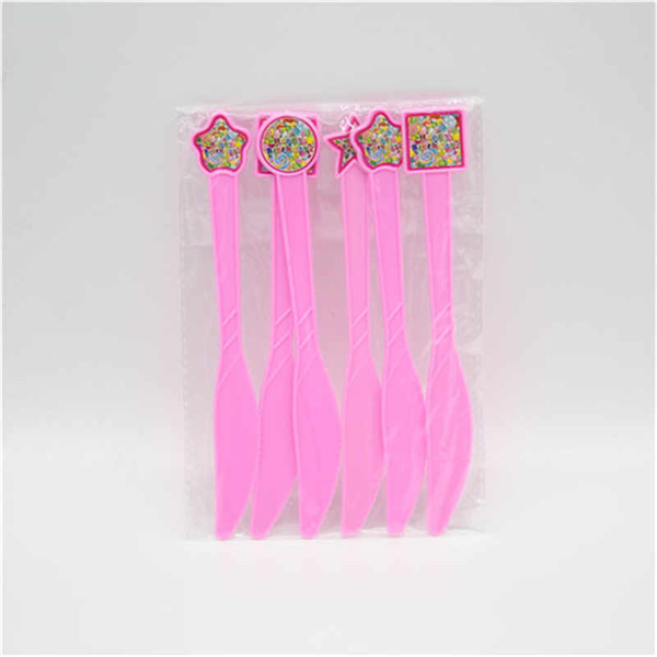 6pc/set table knife happy birthday theme candy theme party birthday event disposable tableware holiday supplies