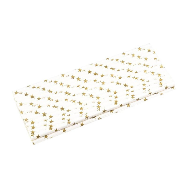 100pcs/pack Paper Straws Non-toxic Printed Attractive Hot Stamping Disposable Juice Straw Drinking Straw for Holiday Party