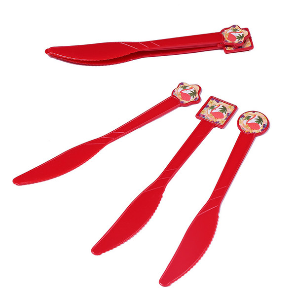 6pcs Red Flamingo Animal Knives Home Supplies Children's Birthday Holiday Graduation Wedding Universal Party Decoration