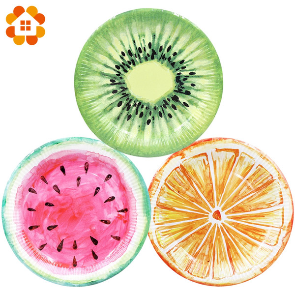 6pcs/lot Lifelike Fruits Series Disposable Tableware Plate Paper Material Party Supplies Wedding Birthday Pool Party Decoration