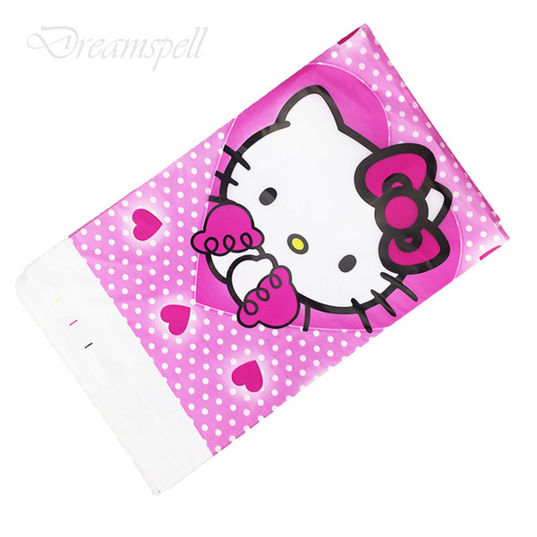 1pcs 108*180cm Cartoon hello kitty Party tablecover Degradable PE Disposable Plastic Outdoor Birthday Party tablecloth supplies