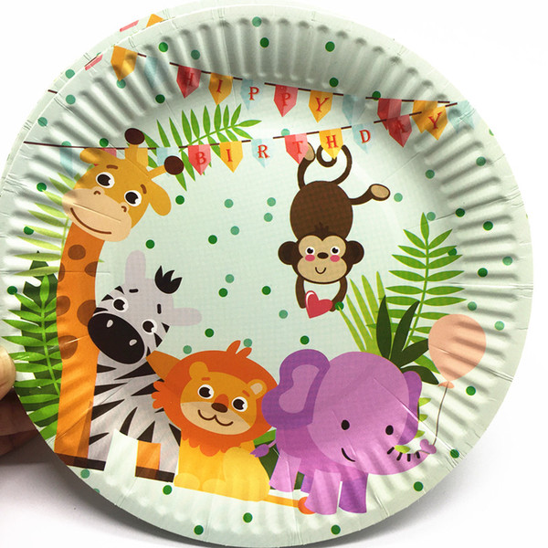 10pcs/pack safari disposable plates safari theme birthday party decorations disposable party tableware