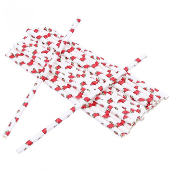 New Fruit Pattern Cocktail Drinks Birthday Party Disposable Drinking Straws