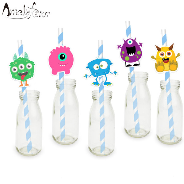 Mini Monster Party Straw 20PCS Paper Straws Decoration Party Festive Supplies Paper Drinking Straws Event Supplies