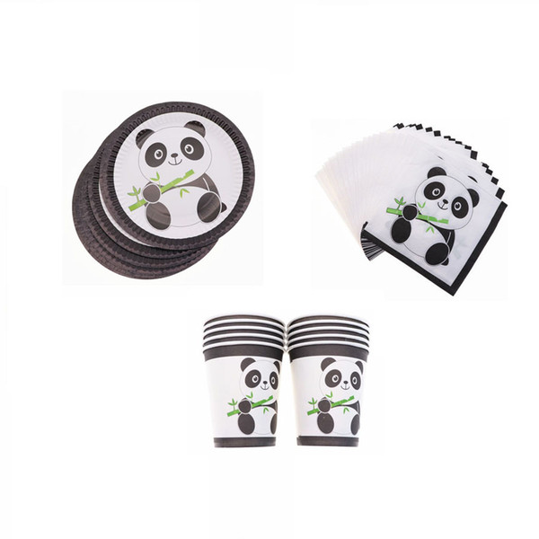 Hot Panda Party Supplies Disposable Tableware Set Cup Plate Napkins Happy Birthday Wedding for Baby Shower Home Decoration