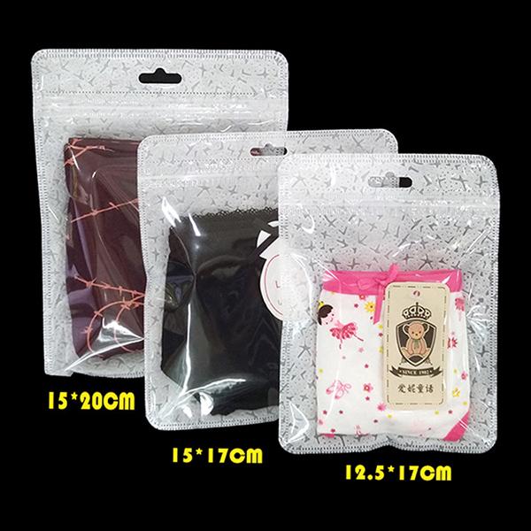 500PCS Transparent Plastic Non-woven Packing Bags Self Seal Retail Package Clothes Underwear Jewelry PVC Pack Pouch Lock Bags Wholesale