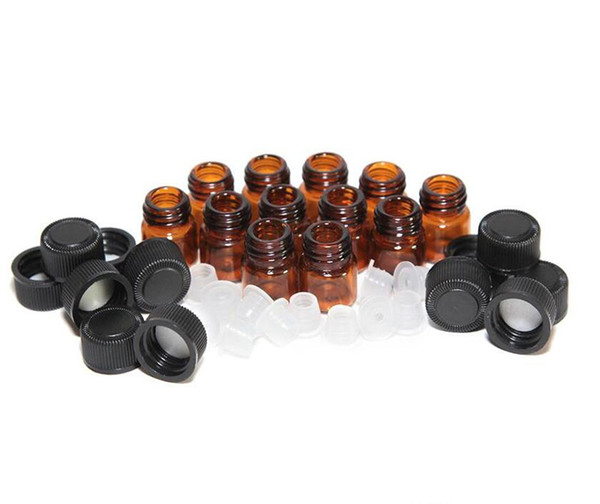 1ml 2ml 3ml (1/4 dram) Amber Glass Essential Oil Bottle perfume sample tubes Bottle with Plug and caps 5/8 dram