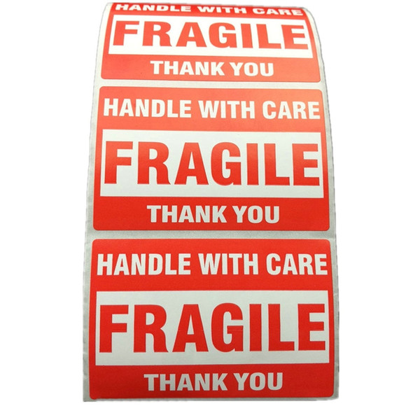 500pcs Packing Warning Stikcer FRAGILE Handle With Care With THANK YOU Shipping Label Sticker 1 Roll 2x3 Inches ( 51 X 76mm )