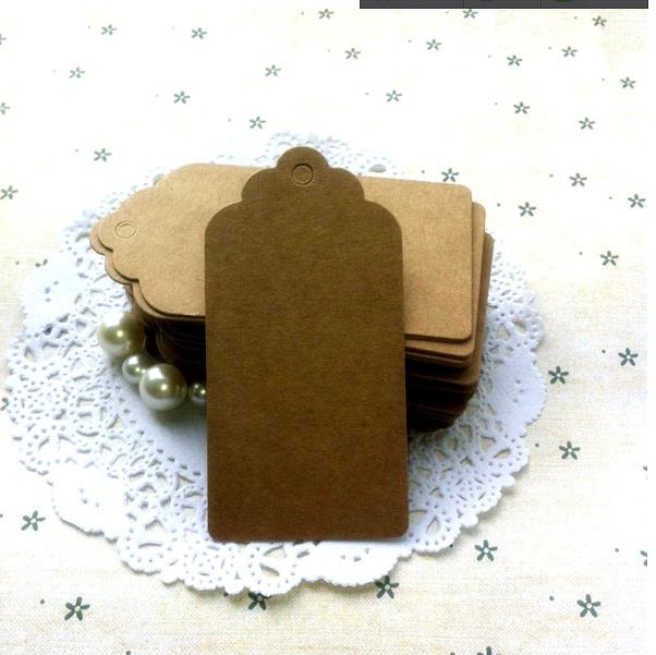 Wholesale 350GSM Scallop Kraft Blank Hang tag,4.5x9cm Retro Gift tag, Table Number cards, 500pcs/lot High Quality Kraft Tag