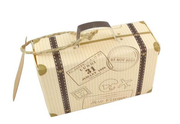 Kraft Wedding Travel Themed Gift Boxes Party Favor Suitcase Kraft Candy Boxes Birthday Party Elegant Style