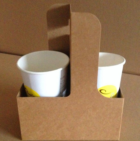 100pcs Kraft Paper Coffee Cup Holder Disposable Takeaway Beverages Drinking Coffee Milk Tea Packaging