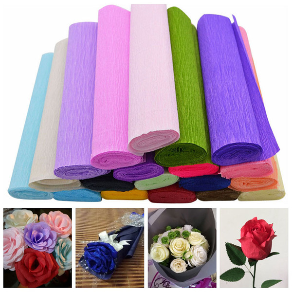 DIY Flower Making Crepe Papers Wrapping Flowers Gifts Packing Material Handmade Diy Wrapping Paper Craft Decor 250x25cm 10 Roll/set