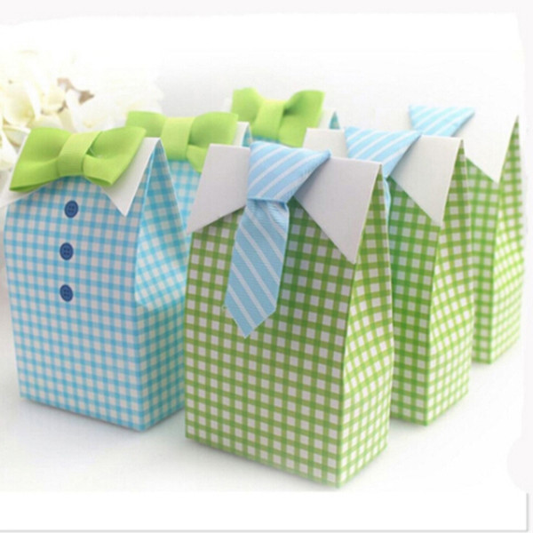 Striped Tie Gift Bags Candy Bag For Party Baby Shower Paper Gift Packaging Party Wedding Supplies