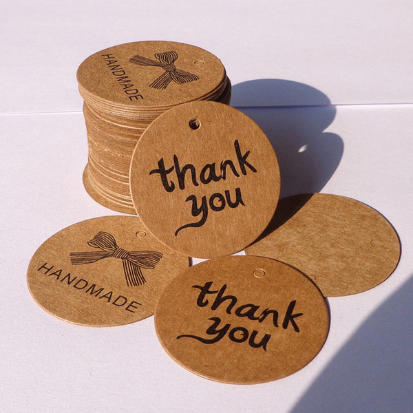 Wedding Favour Gift Tags Cards Kraft Paper Hang Tags Scalloped Circle Thank You Bonbonniere Tags With Twines