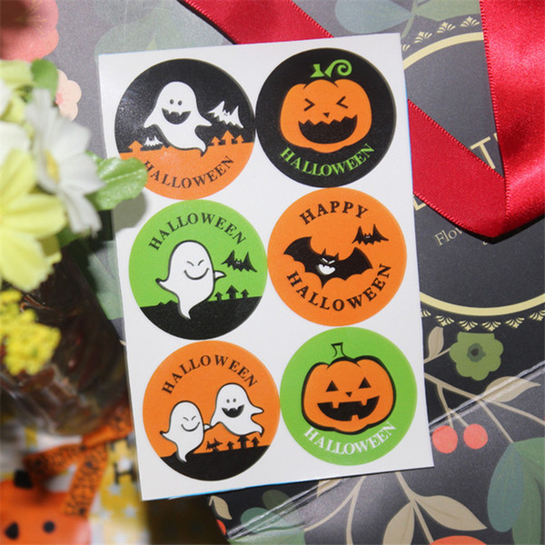 6pcs/set happy halloween seal sticker DIY cookies cake bag halloween decoration gift packing Label DHL Free Shipping