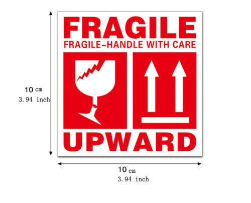 Labels 10x10 cm FRAGILE Handle with Care Shipping Mailing Stickers