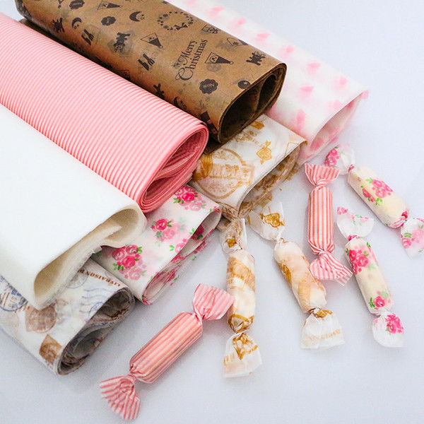 50pcs/lot A variety of patterns Wax Paper, Food Wrapping Paper, Greaseproof Baking Paper, Soap Packaging Paper