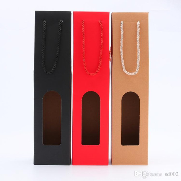 High End Red Wine Bag Kraft Paper Hollow Out Gift Box For Wedding Party Articles Multi Colors 1 95zd ii