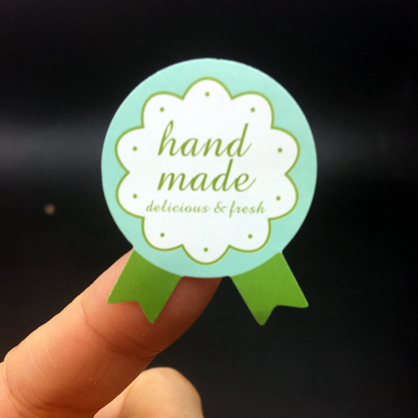 Green medal design handmade Adhesive Seal Sticker for baking Gift Label Stickers 1200PCS 28*35mm ( 1.1