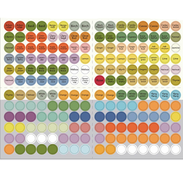 High Quality Essential Oil Bottle Cap Sticker Labels Sheet 192 Multi-Colored Labels Stickers Total 50 packs