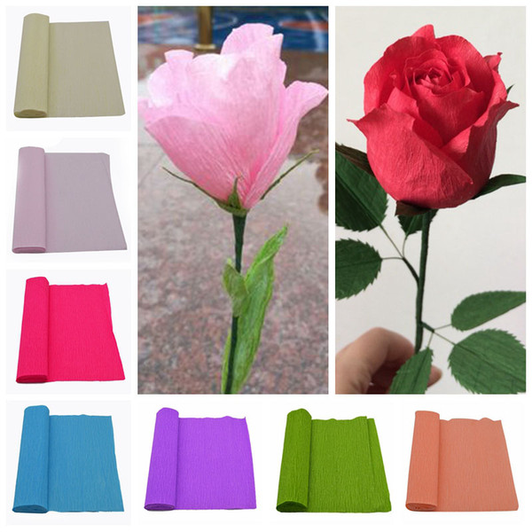 250x25cm 1 Roll DIY Flower Making Crepe Papers Wrapping Flowers Gifts Packing Material Handmade Diy Wrapping Paper Craft Decor free shipping