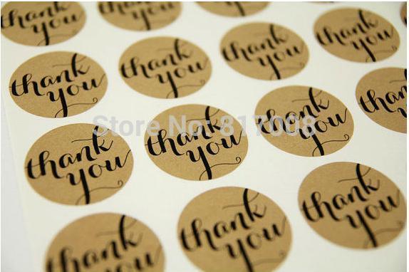 Brown Kraft Thank You Stickers 3.8cm 24pcs