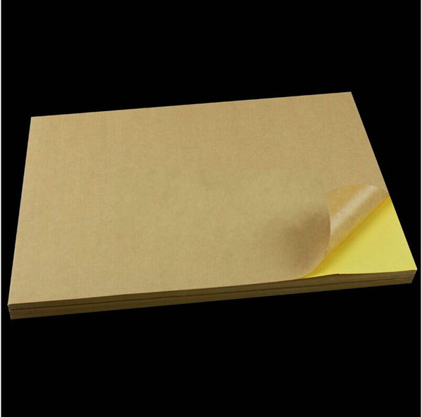 100 Sheets/lot A4 Sticky Kraft Paper, Self adhesive A4 Blank Kraft Label Paper for Laser Inkjet Printer Packaging Label OP009