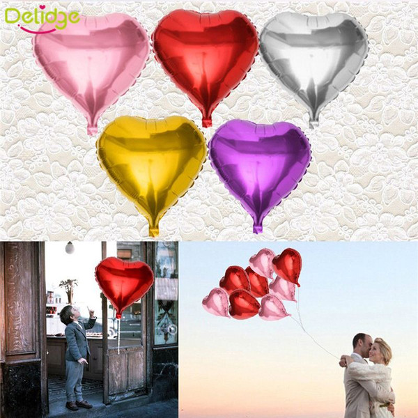 10Pcs/Pack Heart Shape Design Helium Foil Balloon 5 Colors Children Toy Gift Wedding Christmas Birthday Party Decoration