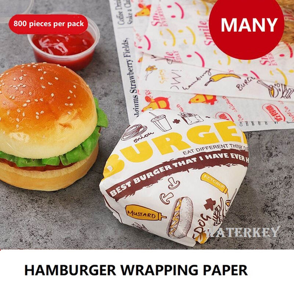 29.5cm*28.5cm (11.6 inch*11.2 inch) Hamburger wrapping paper Oil-proof Water-proof Grease-proof Food wrapping paper 800 pieces per pack