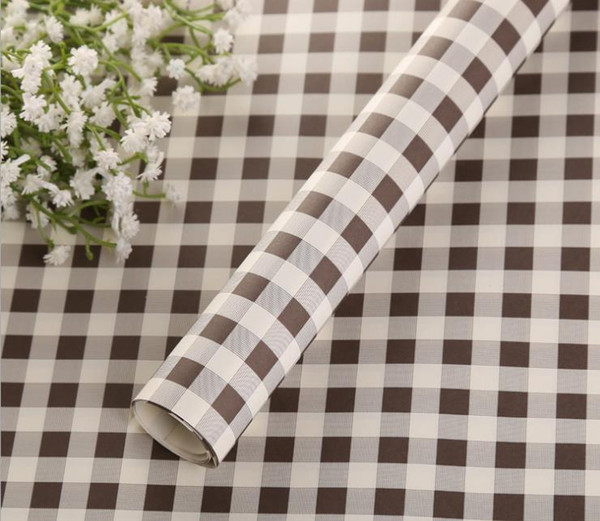 Flower Wrapping Paper Bouquet Gift Wrap Black Grid Packaging Paper Wallpaper DIY Material Wedding Favor Party Supplies 50PCS/Roll