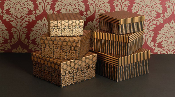 Vintage Paper Box Packaging Gold Metallic Gift Boxes With Lids Cardboard Jewellery Box