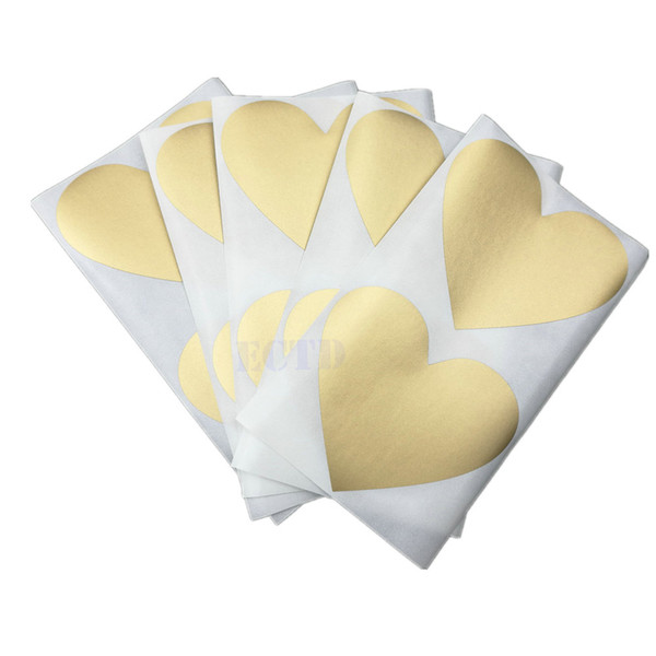 50Pcs Scratch Off Stickers 70x80mm Love Heart Shape Golden Color Games Wedding