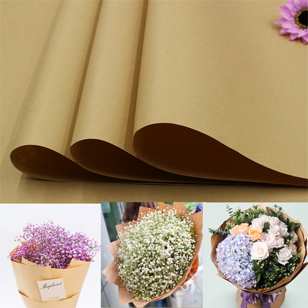 Kraft Paper Solid Brown Color Kraft Flower Gift Packing Papers Large Background Paper Top Quality Decoration 76*52.5cm 20 sheet/set