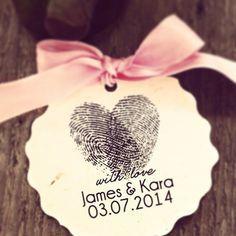 Customize Wedding Decoration Heart Thumbprint Tags- Personalized Paper Sticker - Wedding Date and Name Wedding Favors Lable Candy Box Tags