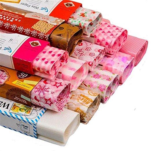 100 Sheets/Lot Flower Love Letter Christmas Wax Paper Food Wrapping Paper Greaseproof Baking Oil Soap Packaging Paper 21.8x25cm