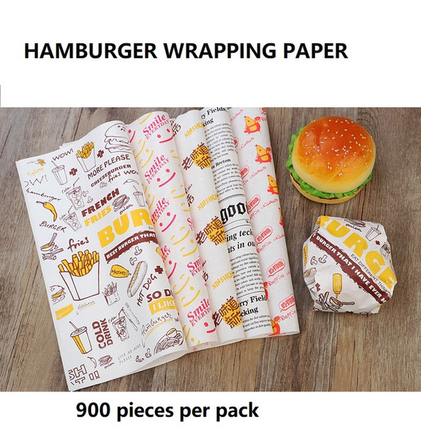 29.5cm*28.5cm (11.6 inch*11.2 inch) Hamburger wrapping paper Oil-proof Water-proof Grease-proof Food wrapping paper Thin Many patterns