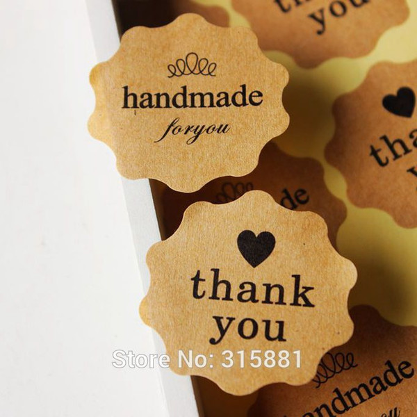 Brown Kraft Thank You and handmade Seal Label Sticker,gift Stickers 600pcs/lot