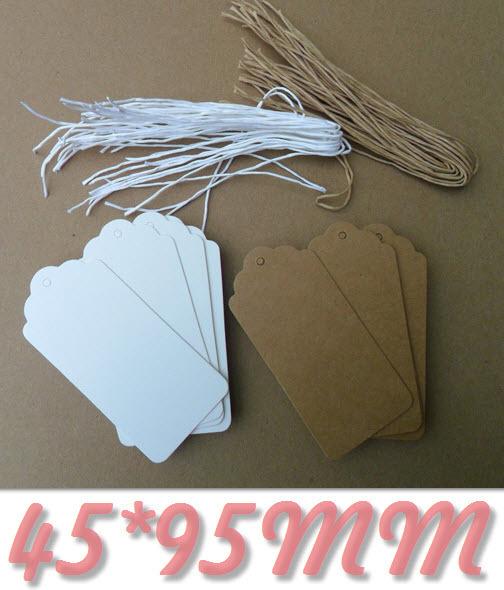 45x95MM Scallop Kraft Paper Tag With String DIY Blank Hang Tag Packaging Labels Retro Gift Tags Table Number Cards 6000pcs