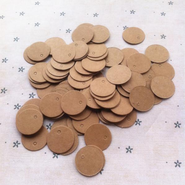 1000PCS Brown/ White Kraft Paper Tags Round 2cm Jewelry Tags Label Luggage Wedding Note DIY Scrapbooks Blank Tag Price Tags Gift Hang Tags