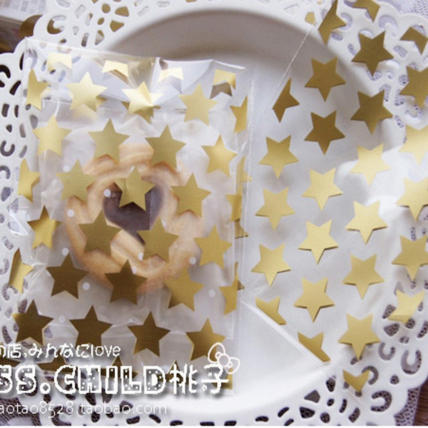 100pcs White & Golden Star Transparent OPP Christmas Wedding Candy Gift Plastic Bags Biscuits Cookie Baking Packaging Bag BZ013 <$18 no trac