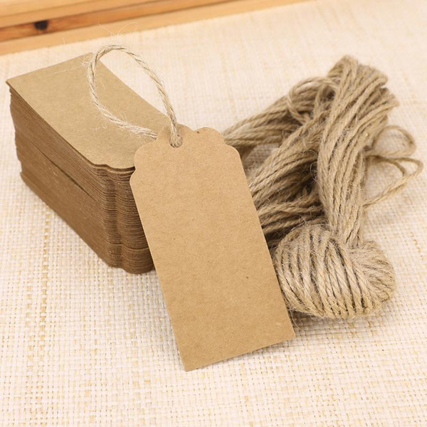 New Kraft Paper Hang Tags Lace Scallop Head Label Luggage Wedding Note String DIY Blank price Hang tag Kraft Gift Hang Tag