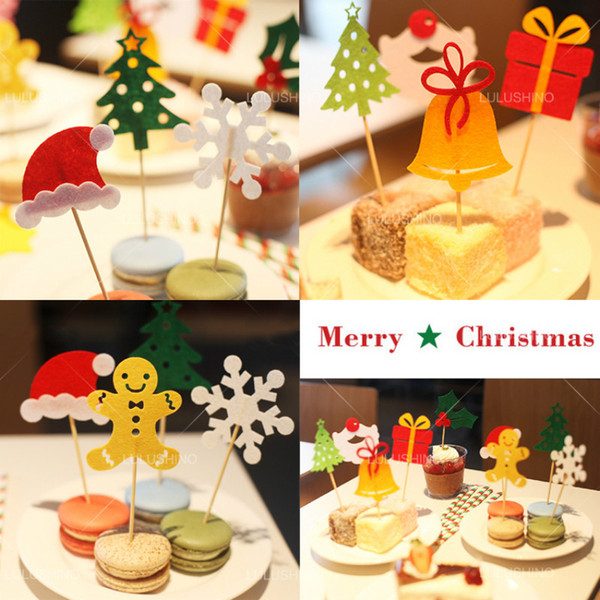 New Arrival Lovely Design Merry Christmas Series Cake Insert Cards Cake Decorations Children Happy Birthday Party Gift 10Pcs/lot