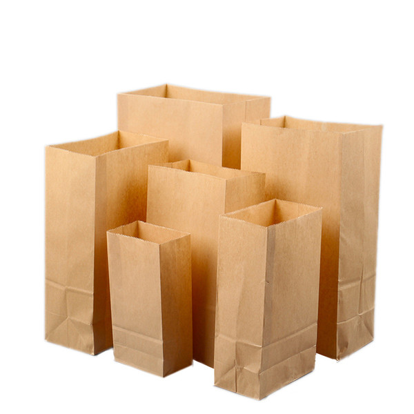 Kraft paper breakfast bag snack packing bag baking bread square food paper bag