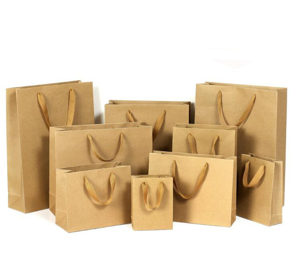 11 Sizes Brown Kraft Paper Bag Paper Gift Bag with Handle Kraft Shopping Bag in Stock