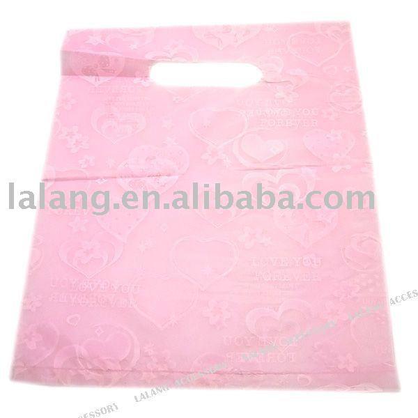 300pcs/lot Wholesale Nice Pink Charm Heart Plastic Shopping & Carrier Gift Bags Fit Shipping 25*20cm 120177